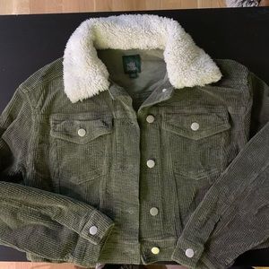 Green Corduroy Cropped Jacket